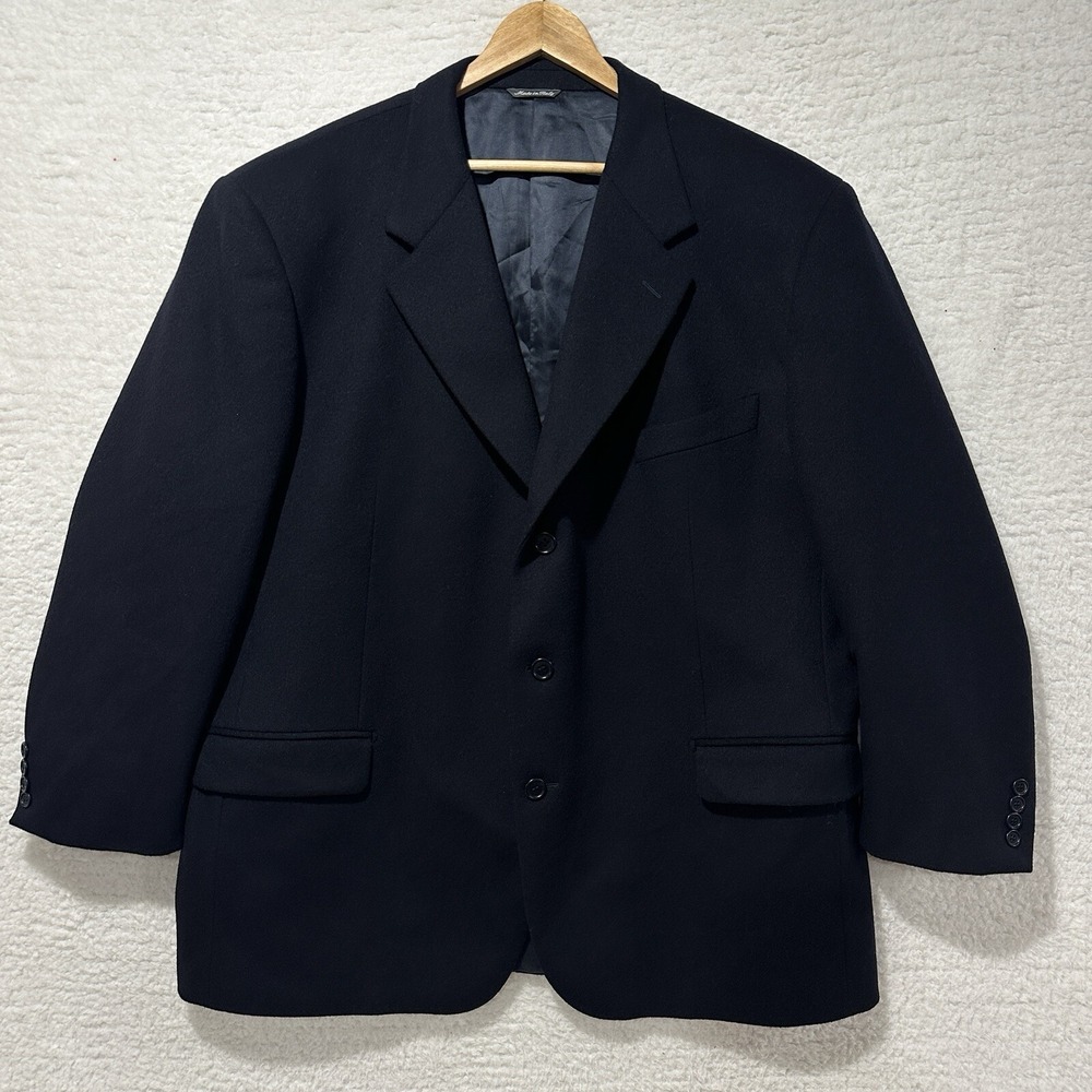 Via Veneto Vintage Men's Dark Navy Blue 90% Wool 10% Cashmere‎ Blazer Jacket